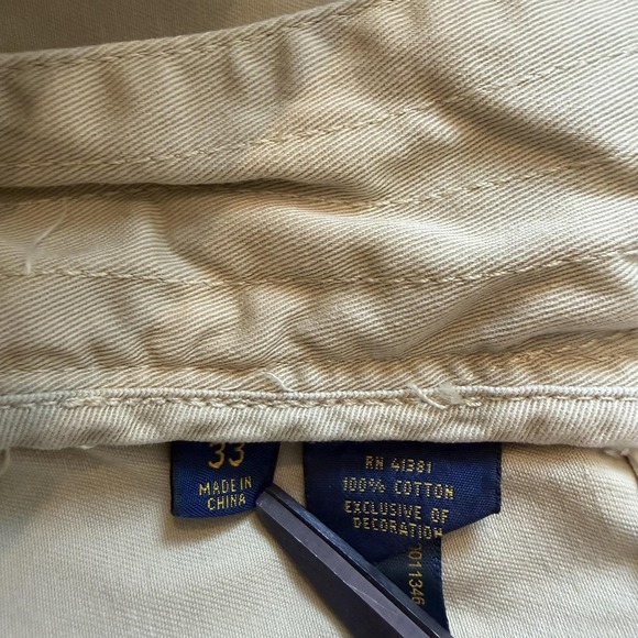 Polo Ralph Lauren Shorts Mens 33 Beige Relaxed Fit Chino Flat Front 9.5 inch - Picture 9 of 9